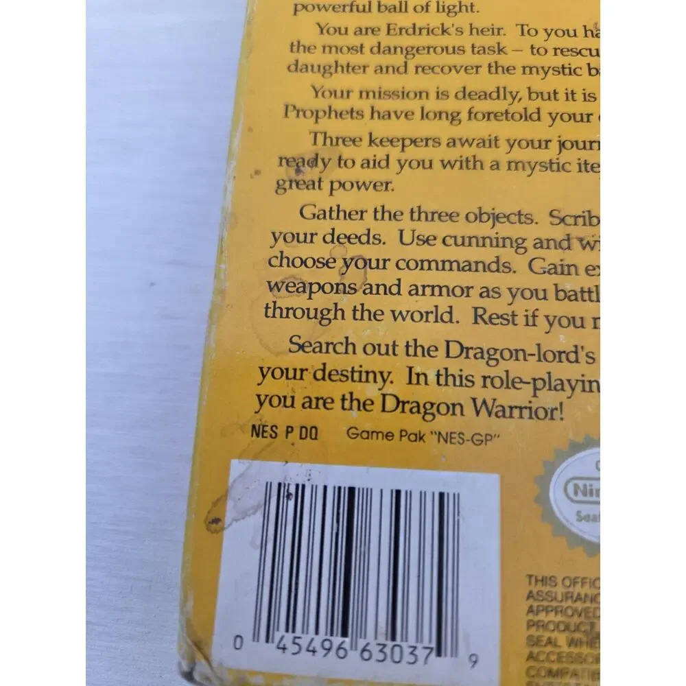 DRAGON WARRIOR 1 - NES Game - COMPLETE w/ Cart Manual Box Foam CIB